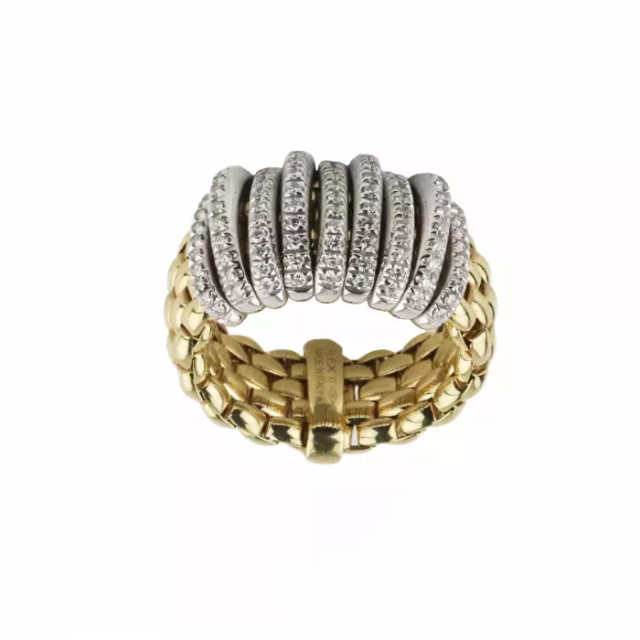 Elastic ring of two-tone gold with diamonds, Italian firm Fope. 
