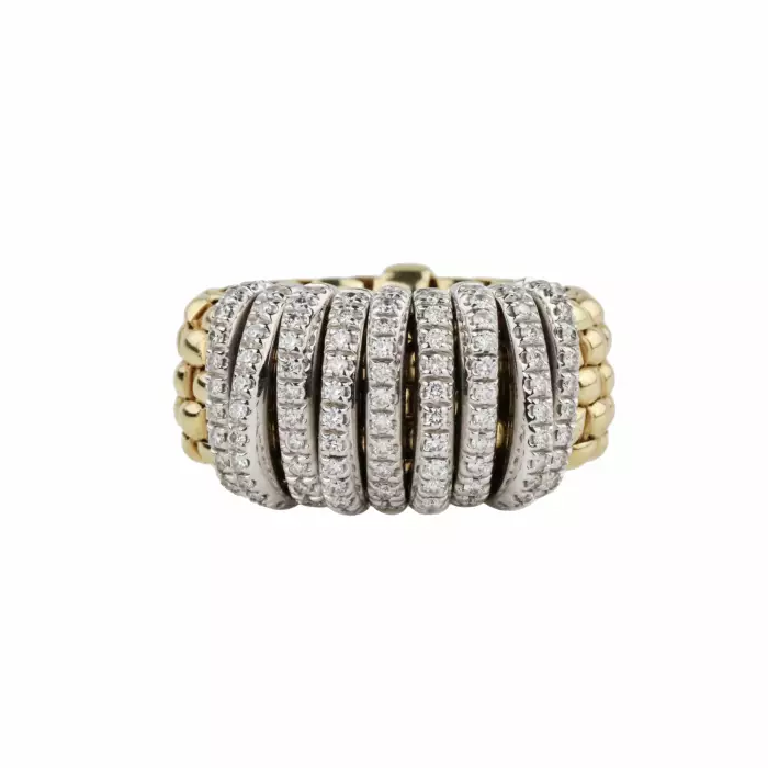 Elastic ring of two-tone gold with diamonds, Italian firm Fope. 