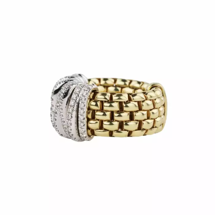 Elastic ring of two-tone gold with diamonds, Italian firm Fope. 