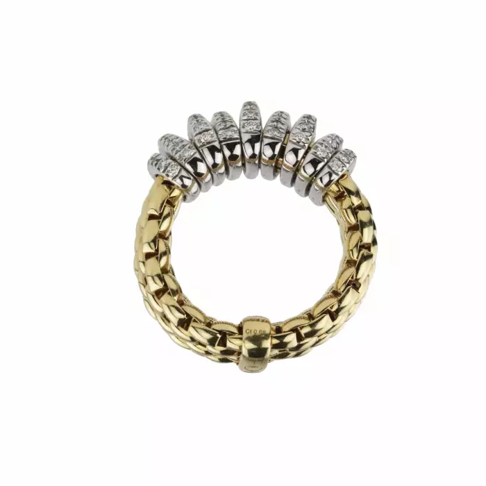 Elastic ring of two-tone gold with diamonds, Italian firm Fope. 