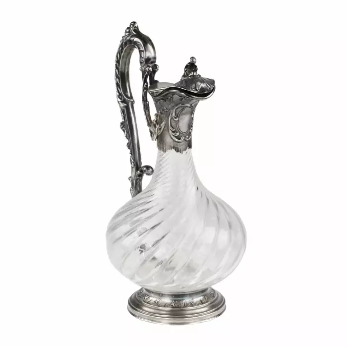 CHEVRON Frères. Verseuse en cristal français en argent. 