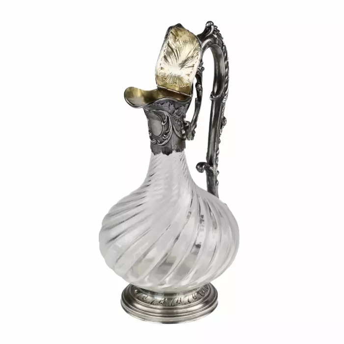 CHEVRON Frères. Verseuse en cristal français en argent. 