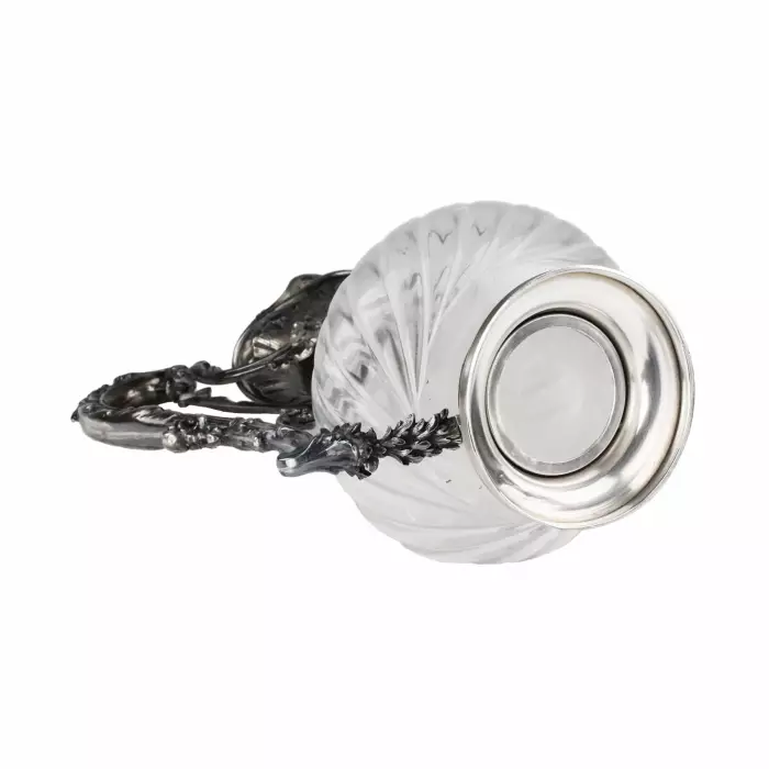CHEVRON Frères. Verseuse en cristal français en argent. 