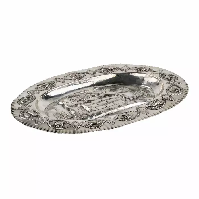 Серебряное подносное блюдо для Pidion Haben (искупление первенца) из серебра.  Рубеж 19-20 веков. 