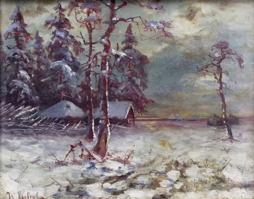 Trèfle Studio. Paysage d`hiver. Debut du 20ème siècle. 