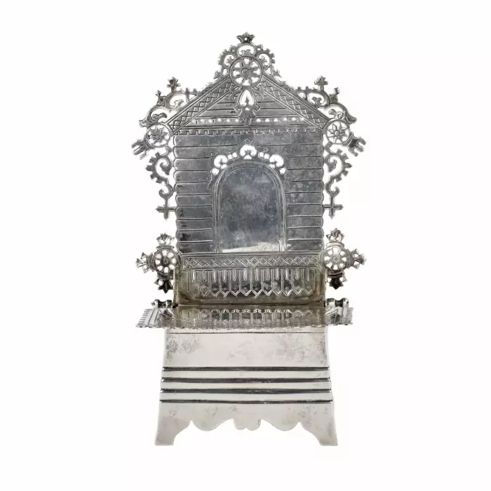I. Ya. GRISIN. Large, Russian silver salt shaker throne, late 19th century. 