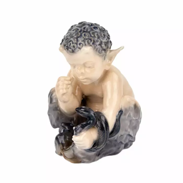 Figurine Faune avec un serpent. Royal Copenhague. 