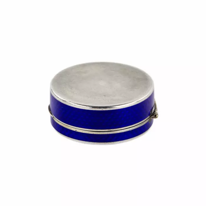 Argent, Moule française en email guilloche bleu cobalt. 