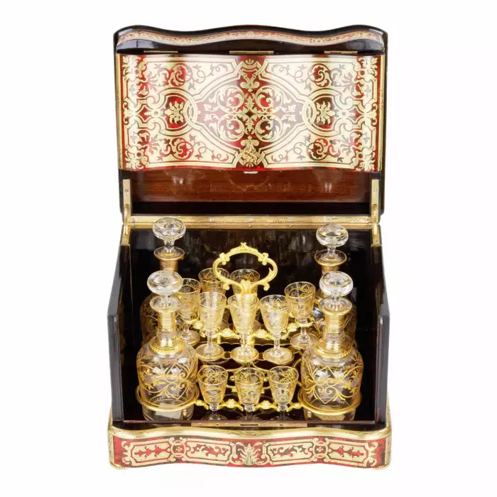 Carriage bar in marquetry, Napoleon III style. TH. ANNEE 22 rue Chapon à Paris. 19th century. 