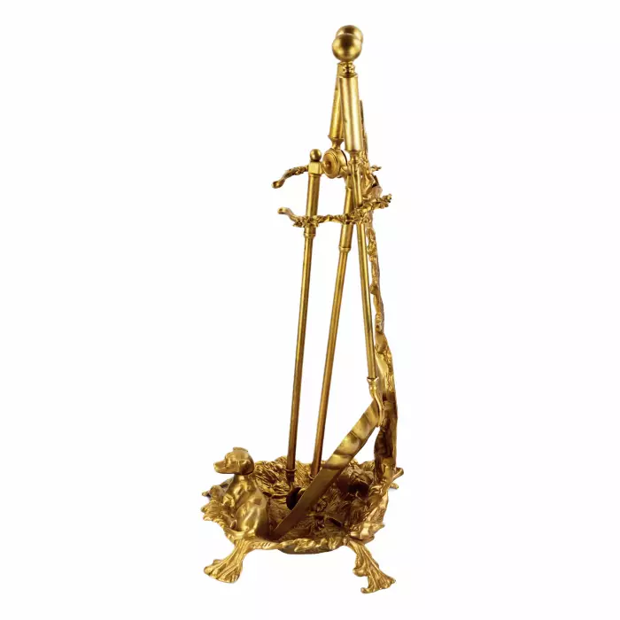 Brass set for a fireplace in the style of historicism. 19-20th centuries. 