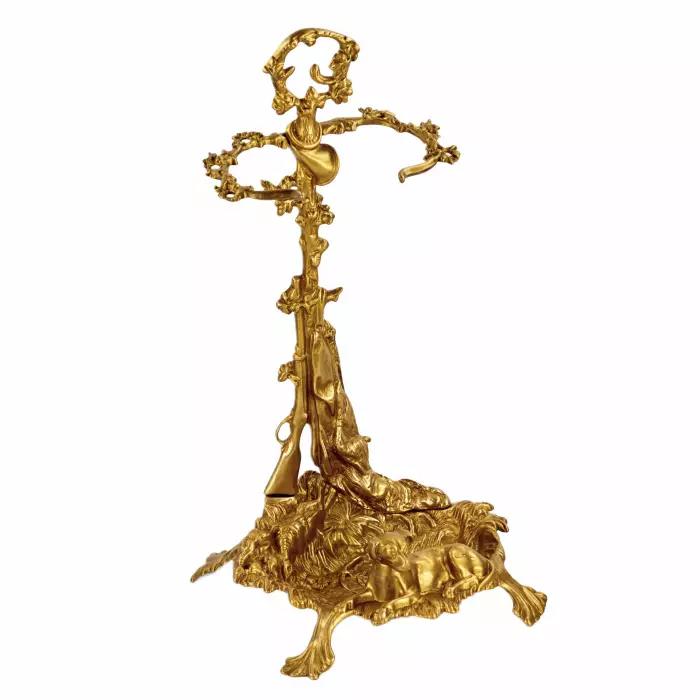 Brass set for a fireplace in the style of historicism. 19-20th centuries. 