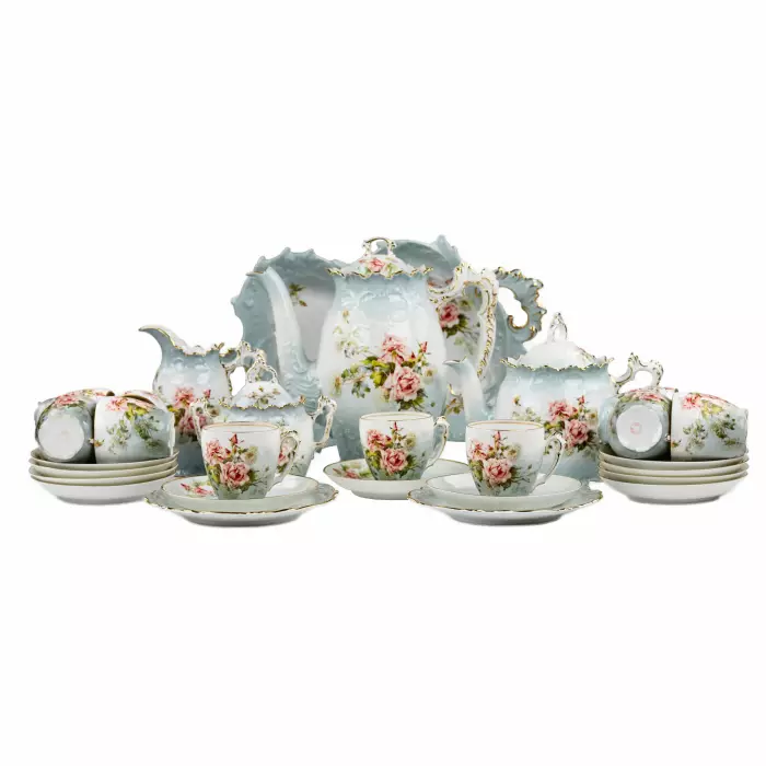 Delicate, porcelain, tea and coffee service, in neo-baroque forms. J.Jaksch&co. Riga. 