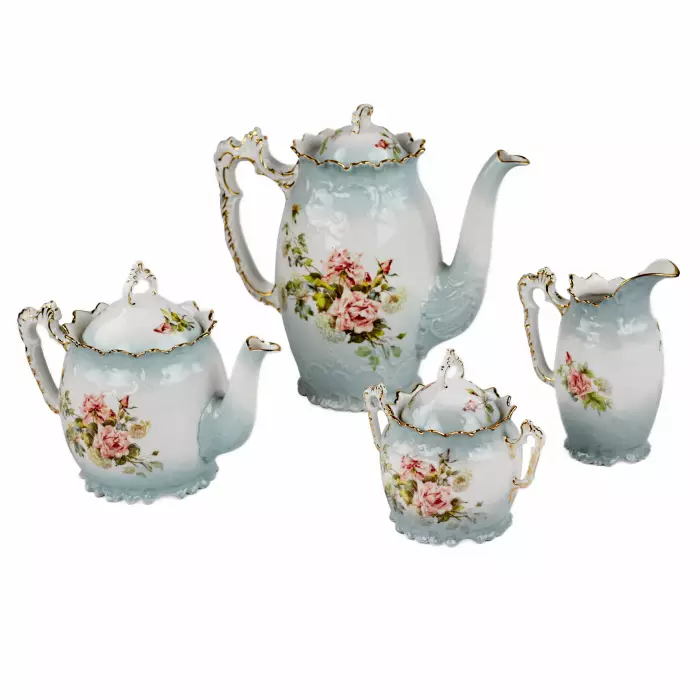 Delicate, porcelain, tea and coffee service, in neo-baroque forms. J.Jaksch&co. Riga. 
