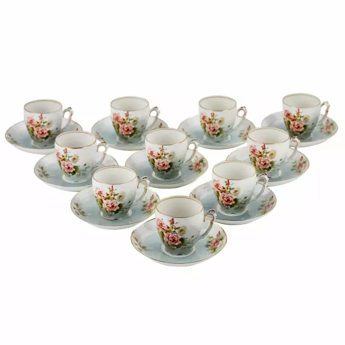 Delicate, porcelain, tea and coffee service, in neo-baroque forms. J.Jaksch&co. Riga. 