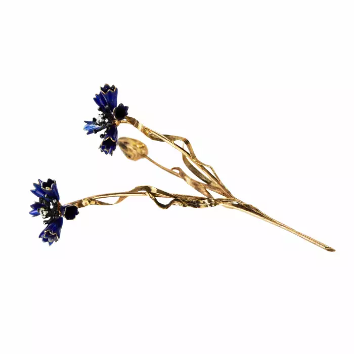 CORNFLOWER IN A VASE. JEWELLERY COMPOSITION BY THE FIRM OF C. FABERGÉ RUSSIA, SAINT PETERSBURG, EARLY 20TH CENTURY