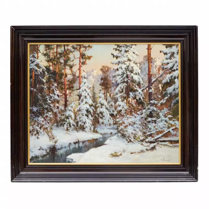 Carl Rosen. Paysage d`hiver. Fin du 19ème siècle. 
