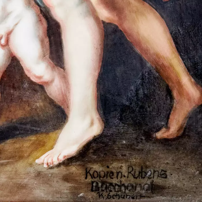 Couche de porcelaine selon P.P. Rubens. Silène ivre. 19ème siècle. 