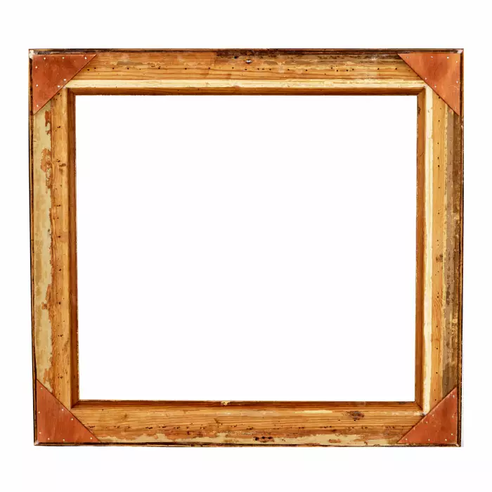 Paired frames of polished wood with bronze decoration of acanthus and cord. 20th century. 