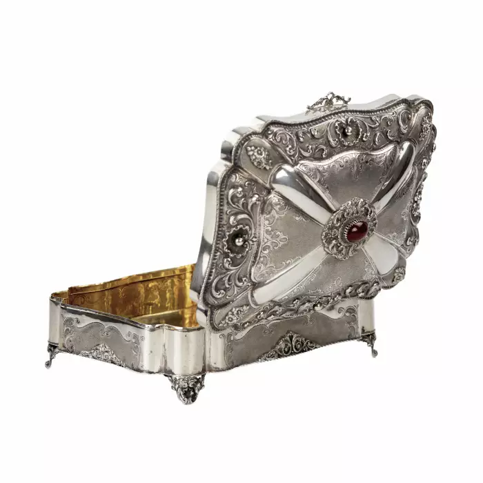 Large, silver box. The turn of the 19th-20th centuries.