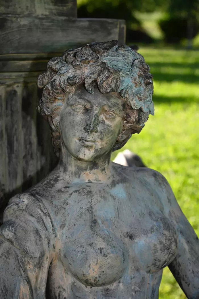 LARGE THREE TIER GARDEN FOUNTAIN IN BRONZE WITH ALLEGORICAL FIGURES  EUROPE, SECOND HALF OF THE 19TH CENTURY