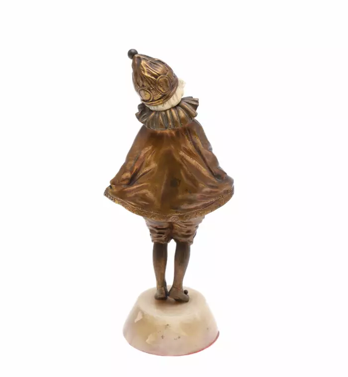 DEMETRE CHIPARUS. Bronze figurine with a bone of a girl in Pierrots carnival costume. Art Deco. 