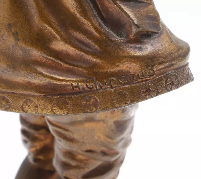 DEMETRE CHIPARUS. Bronze figurine with a bone of a girl in Pierrots carnival costume. Art Deco. 