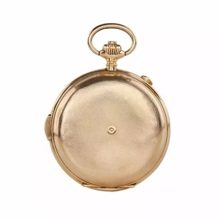 Heures Repetition Quarts Taschenuhr Chronographe 14k Gold Pocket Watch 