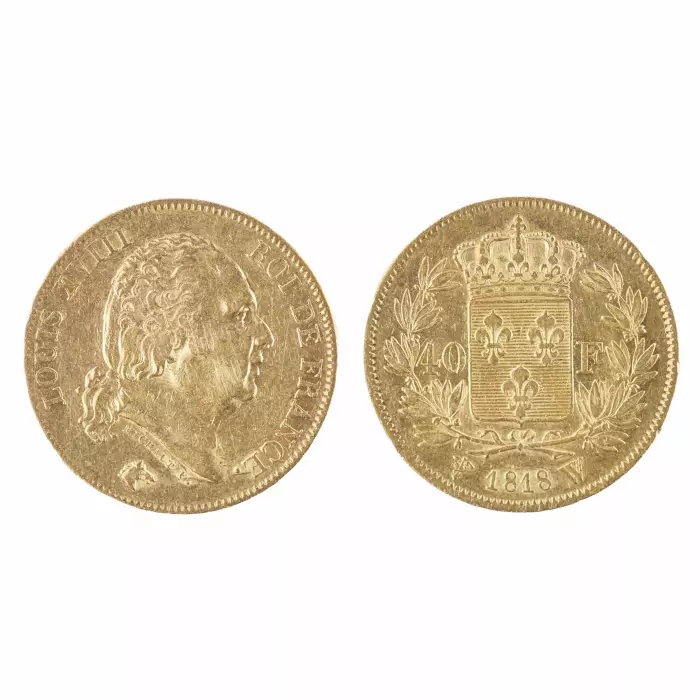 Pièce de 40 francs or Louis XVIII.France 1818.