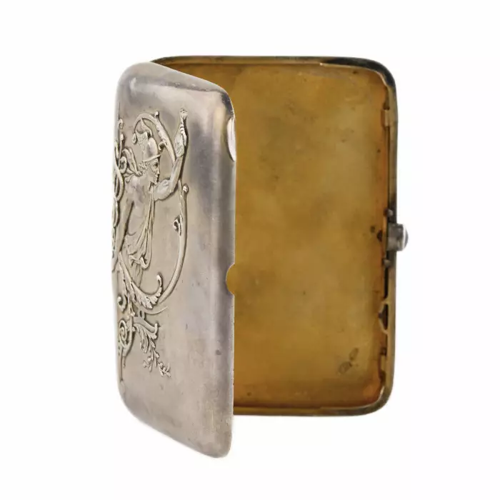 Серебряный портсигар Меркурий. Российская империя, Москва, 1908-1913.
