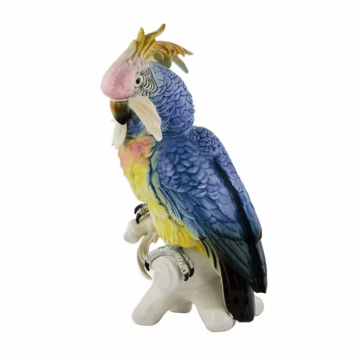 Porcelain Figure Blue Parrot. Karl Ens.