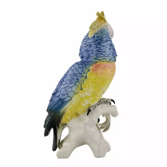 Porcelain Figure Blue Parrot. Karl Ens.