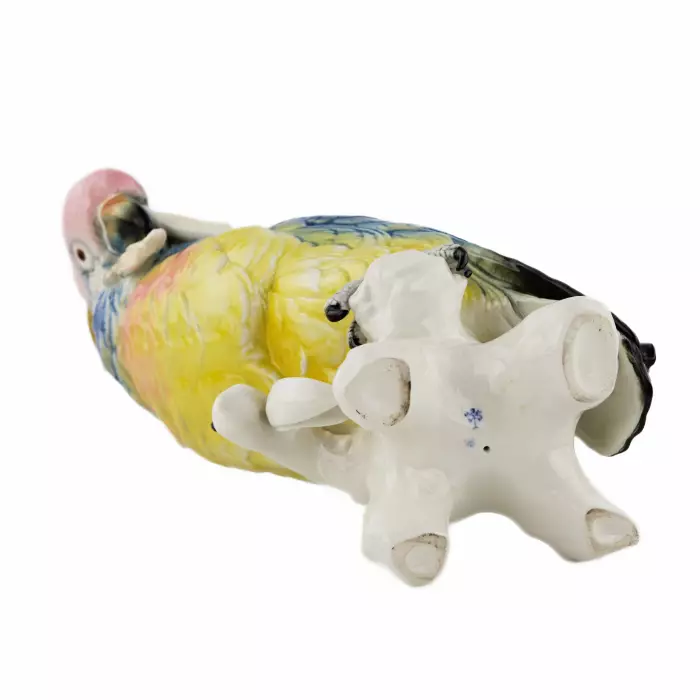 Porcelain Figure Blue Parrot. Karl Ens.