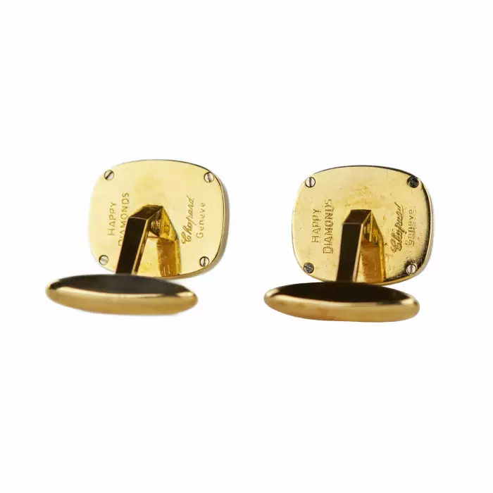 Boutons de manchette Chopard en or 18 carats et diamants. Dans la boîte d`origine. 