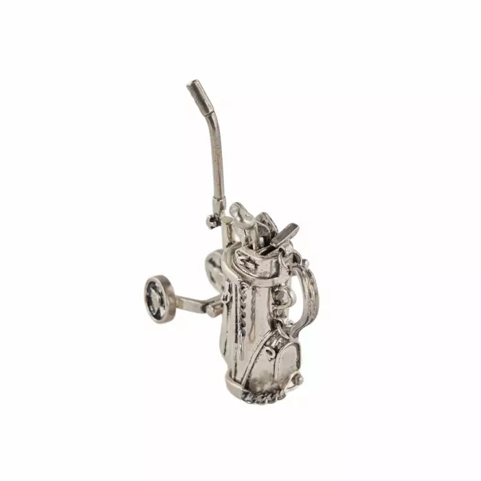 Sac de golf miniature sur chariot à dix clubs, Tiffany & Co., New York. 