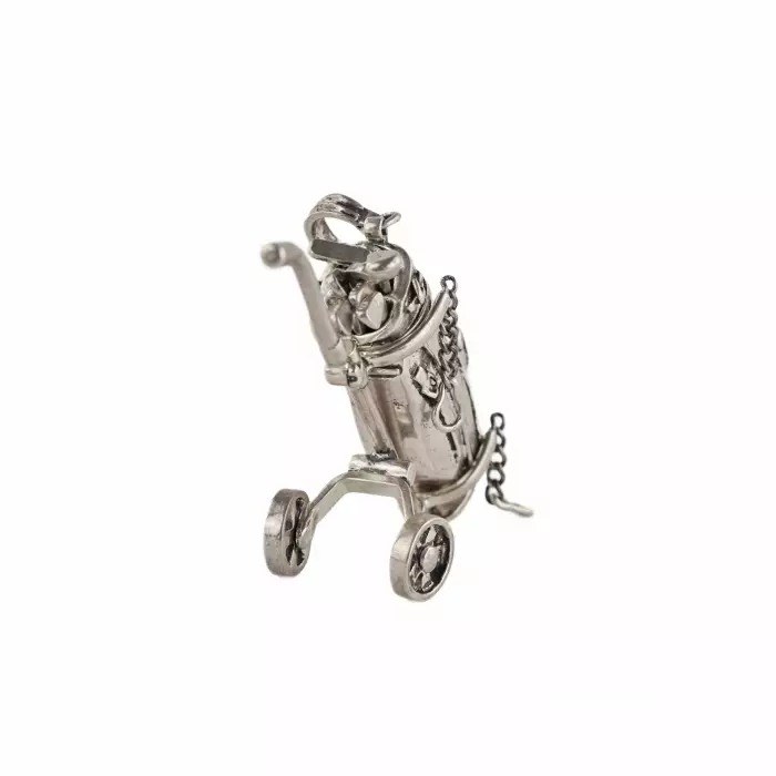 Sac de golf miniature sur chariot à dix clubs, Tiffany & Co., New York. 