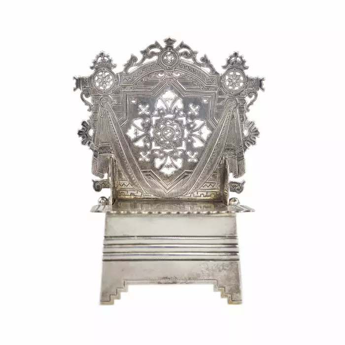 Russian silver salt cellar-throne in the neo-Russian style from the workshop of A. FULDA. Moscow 1895. 