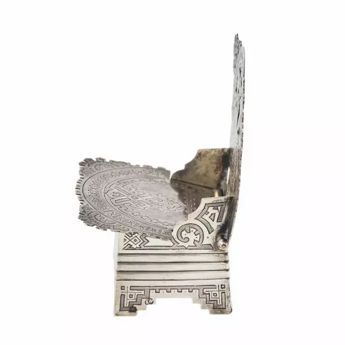 Russian silver salt cellar-throne in the neo-Russian style from the workshop of A. FULDA. Moscow 1881.