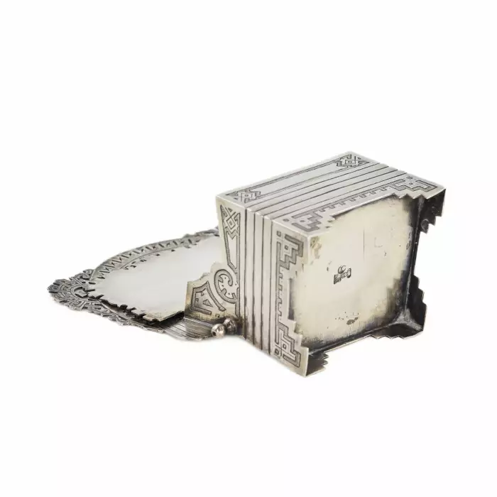 Russian silver salt cellar-throne in the neo-Russian style from the workshop of A. FULDA. Moscow 1881.