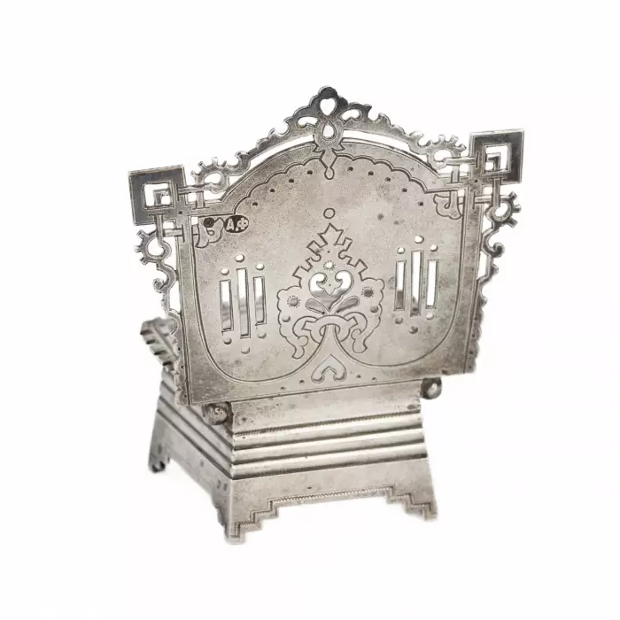 Russian silver salt cellar-throne in the neo-Russian style from the workshop of A. FULDA. Moscow. Turn of the 19th-20th century.