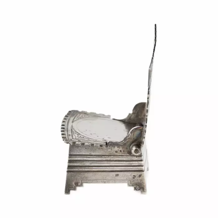 Russian silver salt cellar-throne in the neo-Russian style from the workshop of A. FULDA. Moscow. Turn of the 19th-20th century.