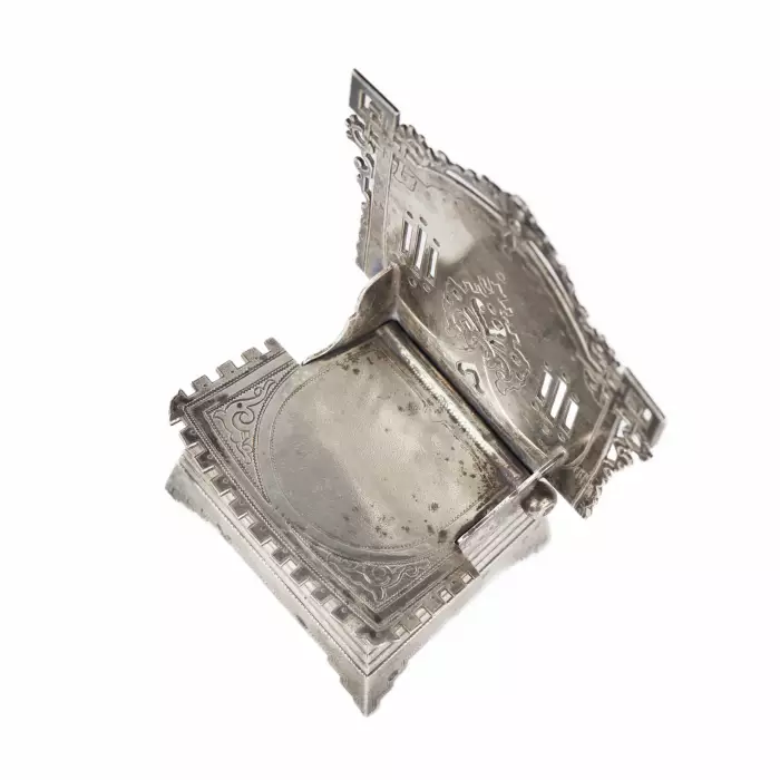 Russian silver salt cellar-throne in the neo-Russian style from the workshop of A. FULDA. Moscow. Turn of the 19th-20th century.