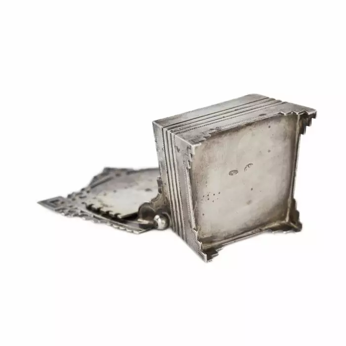 Russian silver salt cellar-throne in the neo-Russian style from the workshop of A. FULDA. Moscow. Turn of the 19th-20th century.