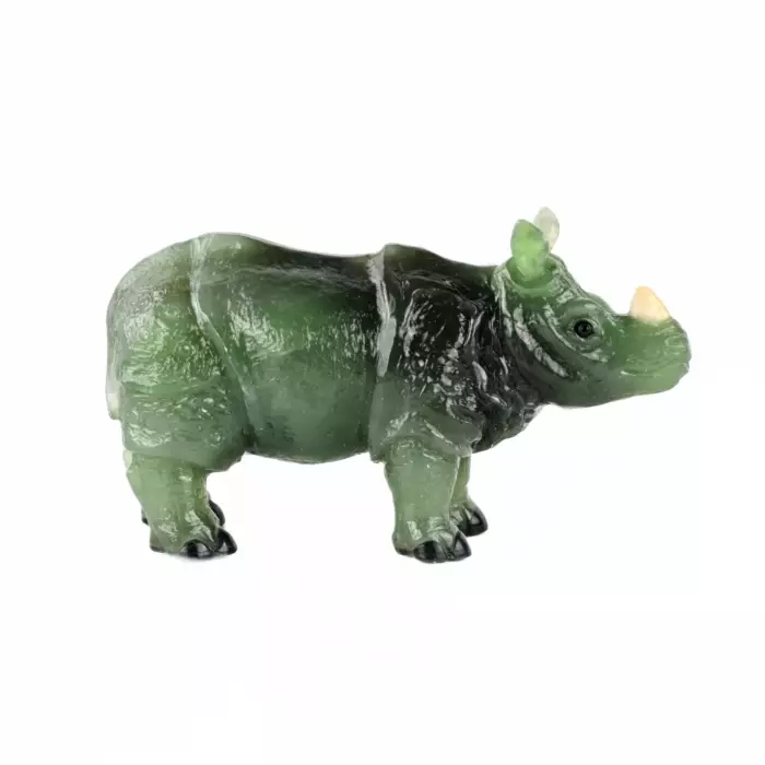 RHINOCÉROS EN NÉPHRITE. DANS LESPRIT DE FABERGÉ. XXe SIÈCLE