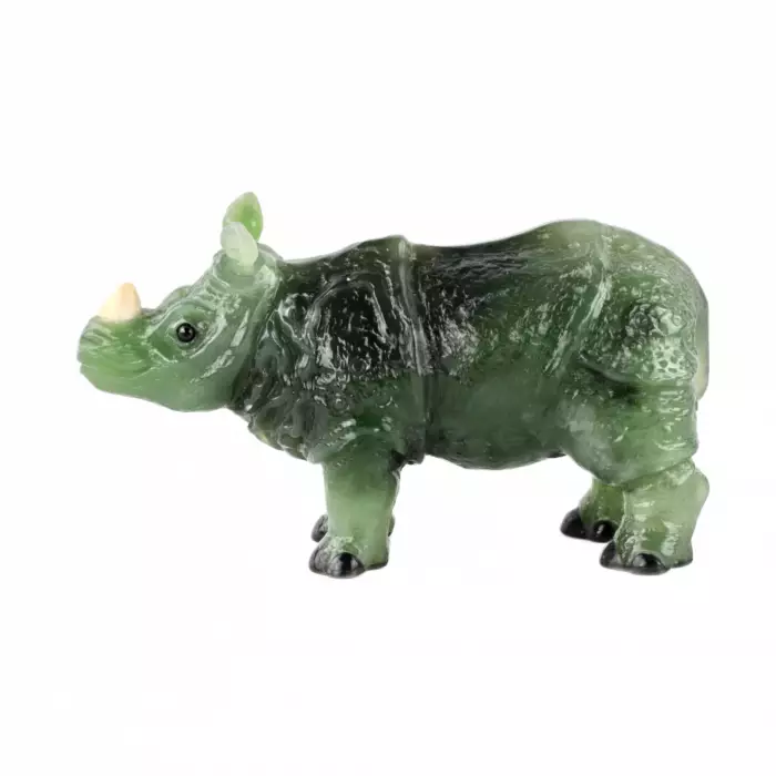 RHINOCÉROS EN NÉPHRITE. DANS LESPRIT DE FABERGÉ. XXe SIÈCLE