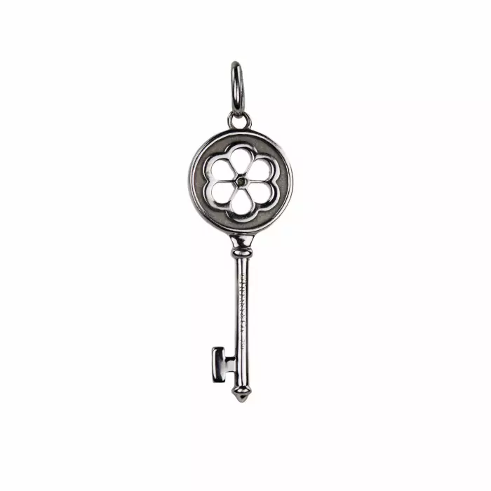 PENDENTIF TIFFANY cle en or blanc 18 carats avec diamant