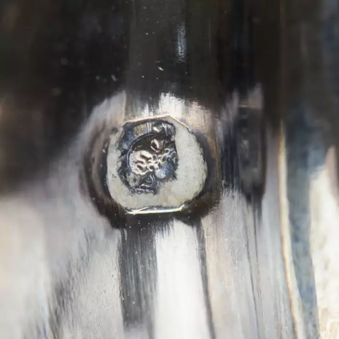 Andre Aukok. Majestueuse et noble cruche à vin en verre cannele en argent d`epoque Napoleon III. Andre Aukok 