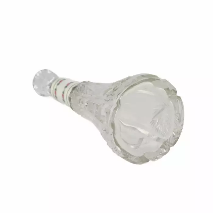 Service à liqueur pour six personnes en cristal argente et email guilloche. Debut du 20ème siècle.