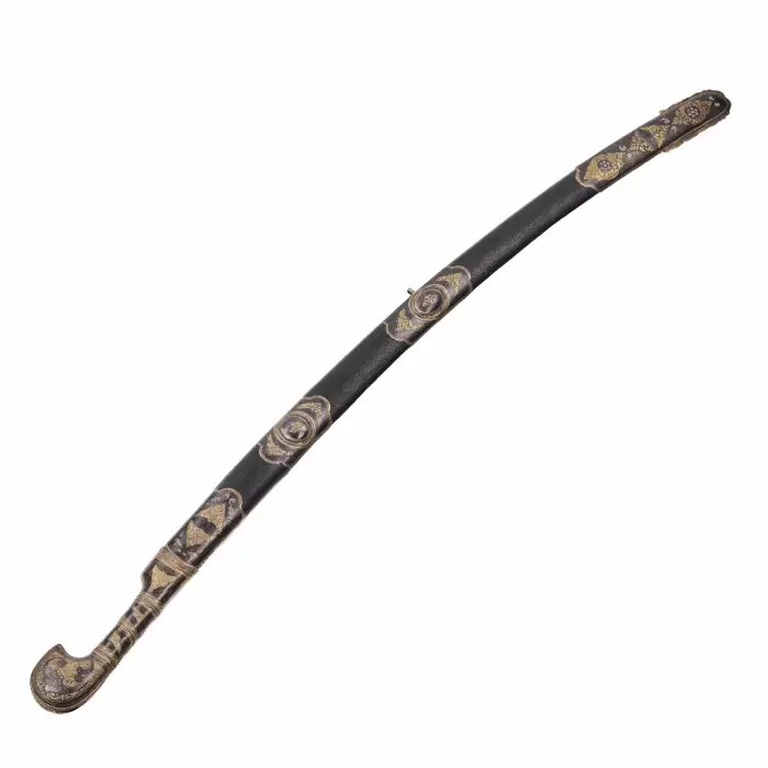Sabre bipartite de type caucasien en argent nielle et dorure. Russie 