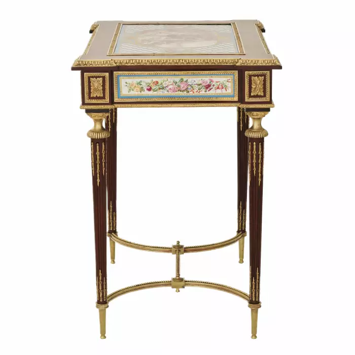 MAGNIFICENT LADY’S TABLE WITH PORCELAIN PANELS IN THE MANNER OF ADAM WEISWEILER  FRANCE, SECOND HALF OF THE 19TH CENTURY 