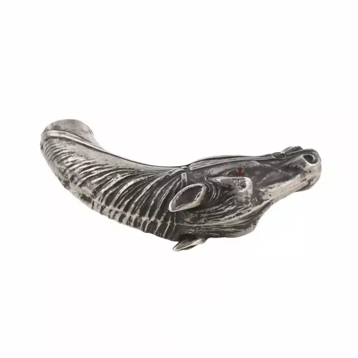 Russian, silver cane knob in the shape of a horse`s head. St. Petersburg 1908-1917 